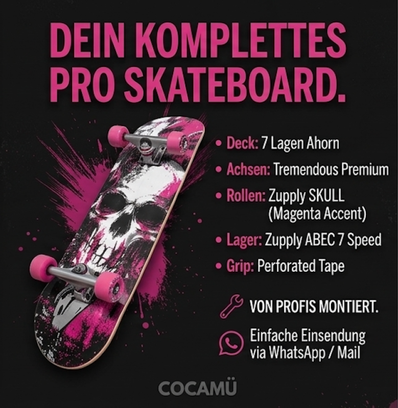 COCAMÜ Custom Skateboard Deck selbst gestalten | Dein Design & Profi-Setup